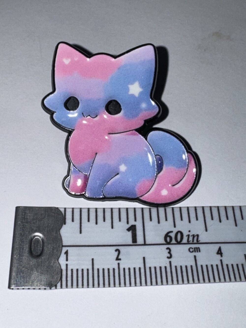Pink And Purple Celestial Cat Kitten Stars Brooch Pin